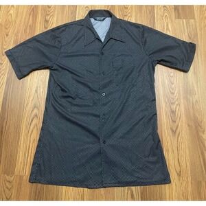 Career Club Shirt Mens Large Polka Dot Short Sleeve Button Front